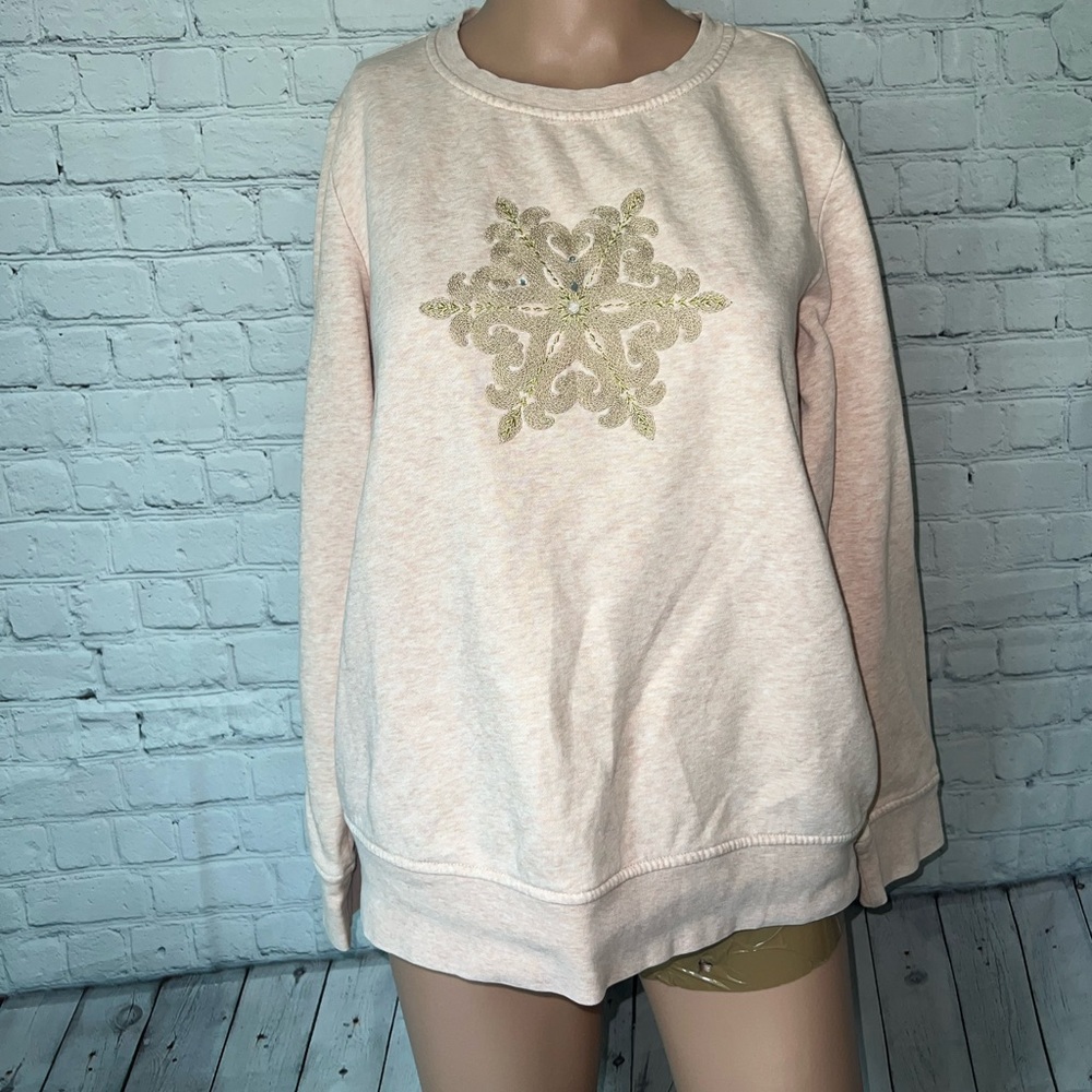 laura scott pink & cream sweatshirt size M